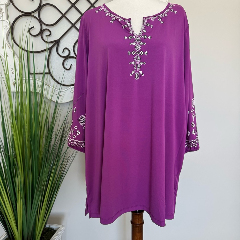 NWT CATHERINES 2X Purple Blouse Top (Fits more like a 3X or 4X)